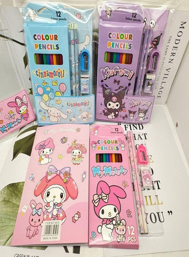 ASFunClub FunClub Stationery Set for Kids Stationary Kit Return Gift School Gifts for Kids School Kit-12Pencil Color Set,2pencil,1Eraser,1Sharpener,1Drawing Book Stationery Item Stationary Gifts-Random Color - Image 3